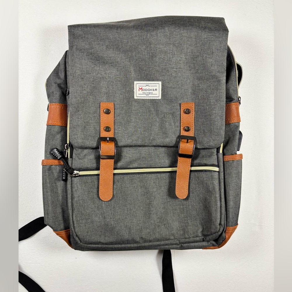 Modoker Vintage Grey Laptop Backpack Bag